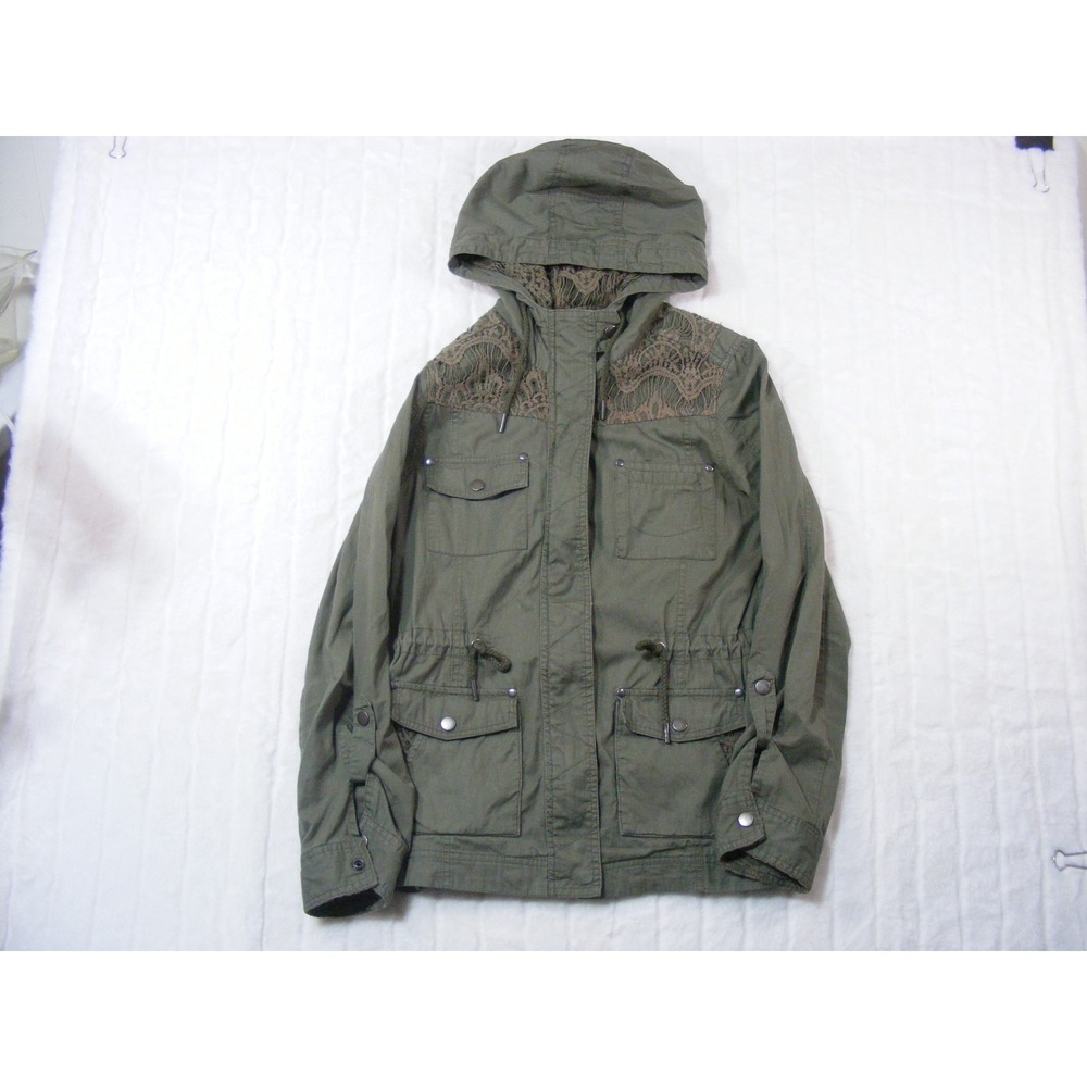 Unbranded Utility Jacket Women S Green Excellent Lace Detail Hooded Military